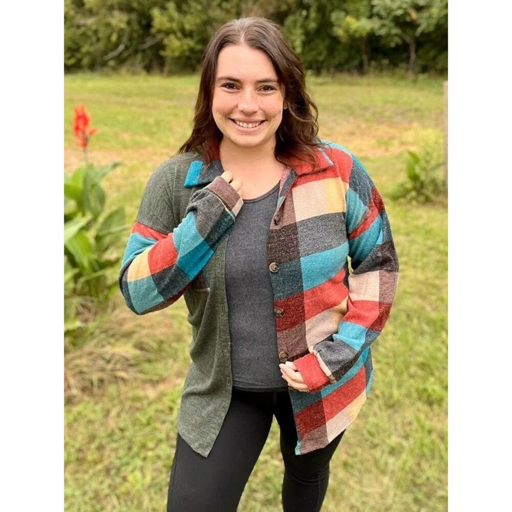 Cozy plaid shacket - Heimish - Size Small